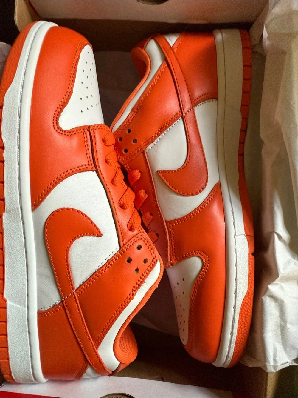 Brand New | Never Worn NIKE ORANGE & WHITE DUNKS